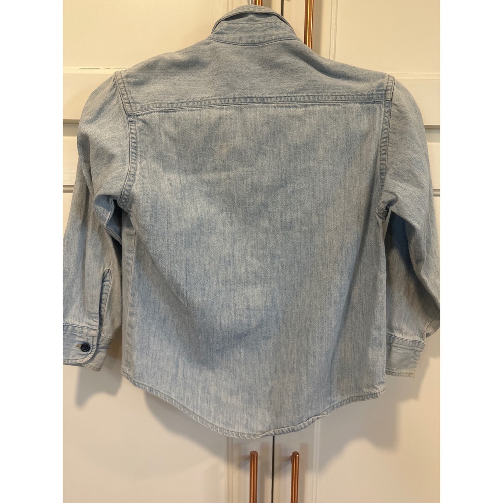 Levi's kids Small Denim Button Down Shirt VTG Light Wash Cotton Cowboy Longsleev - Picture 4 of 8